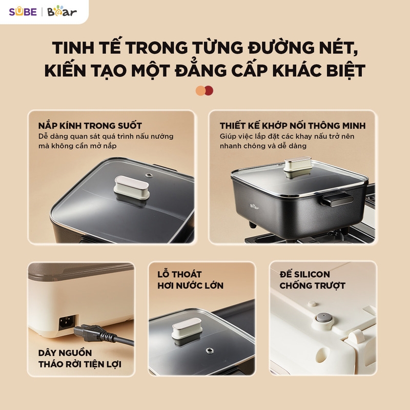 [SALE 20/10] Nồi lẩu nướng đa năng Bear 4L GR-5H22R83